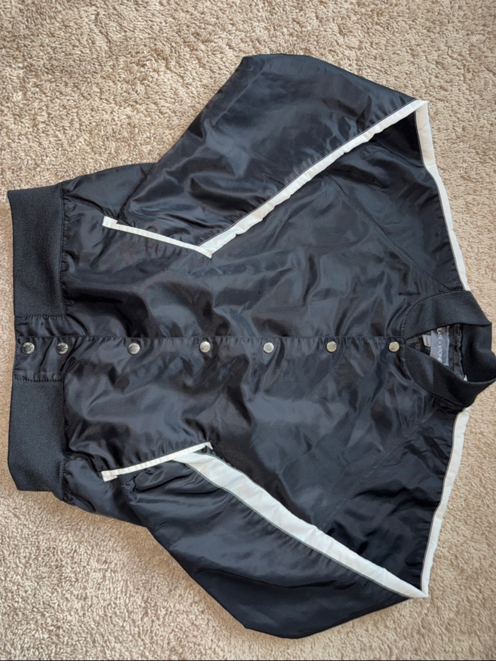 Slate & Stone NWOT Men’s Black Bomber Jacket with Silver Snap size SMALL